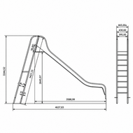 GlijbGlijbaan Gegalvaniseerd / RVS Platformhoogte 175/200 cm met trap - Technische tekening