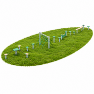 stalen obstakel parcour rond