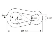 Afmetingen Karabijnhaak rvs 6x60mm