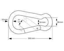 Afmetingen Karabijnhaak 100mm Verzinkt