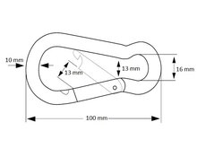 Afmetingen Karabijnhaak 930002 RVS Schroef sluiting 100mm