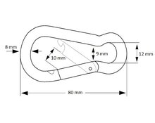 Afmetingen Karabijnhaak 80mm Verzinkt