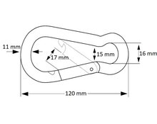 afmetingen Karabijnhaak met schroefsluiting verzinkt
