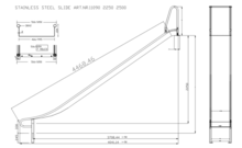 RVS Glijbaan voor Platformhoogte 225 tot 250 cm