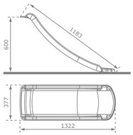 Technische tekening 60cm Kunststof aanbouwglijbaan