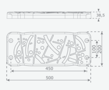 Technische tekening Los Schommelzitje Rubber Curve Extra Breed