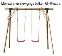 Schommel Rondhout 5 haken &#039;Schuin&#039; 100x80mm aan de schommel