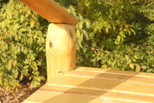 Talud/platform 150cm met glijbaan gemaakt van RVS en Robinia hout. 