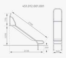 Technische tekening rvs glijbaan