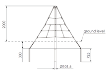Afmetingen Piramide Net in gewapend touw 2,0m