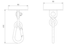 Technische tekening schommelhaak hangstoel hangmat