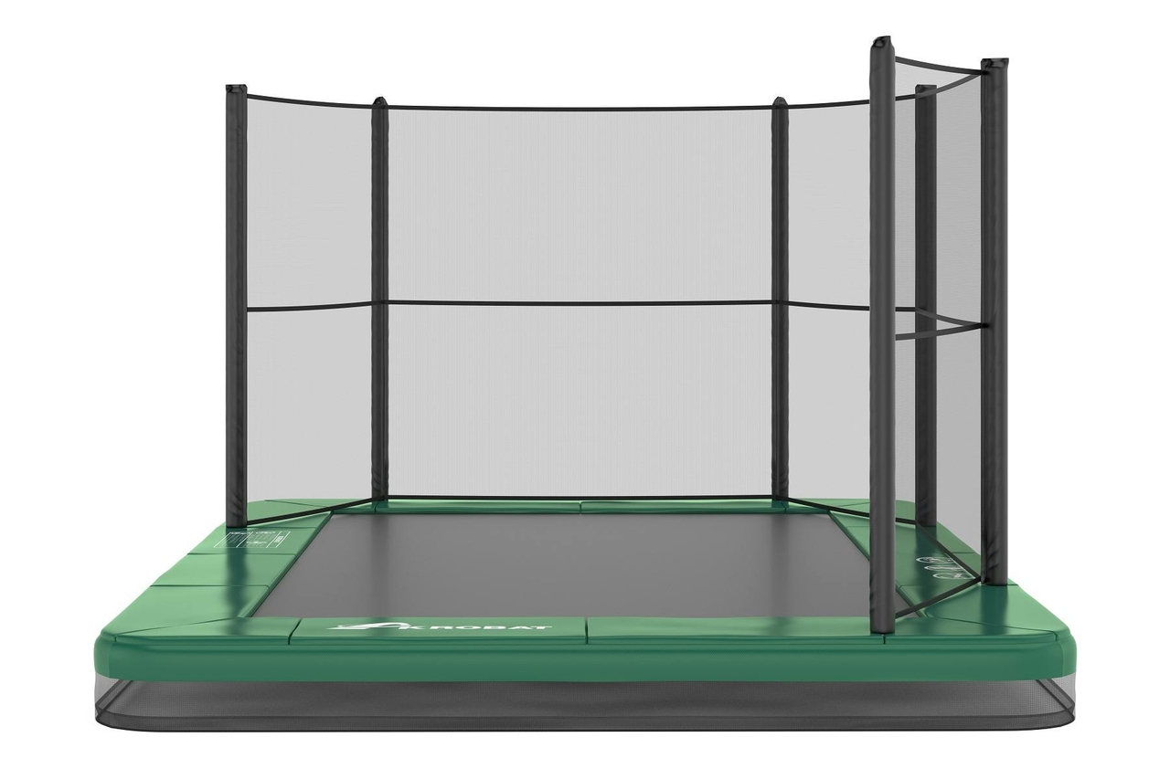 wagon Beschrijven puberteit Akrobat Trampoline Orbit Inground Rechthoek met half veiligheidsnet 335x244  cm Groen kopen? - De Bruine Speeltoestellen